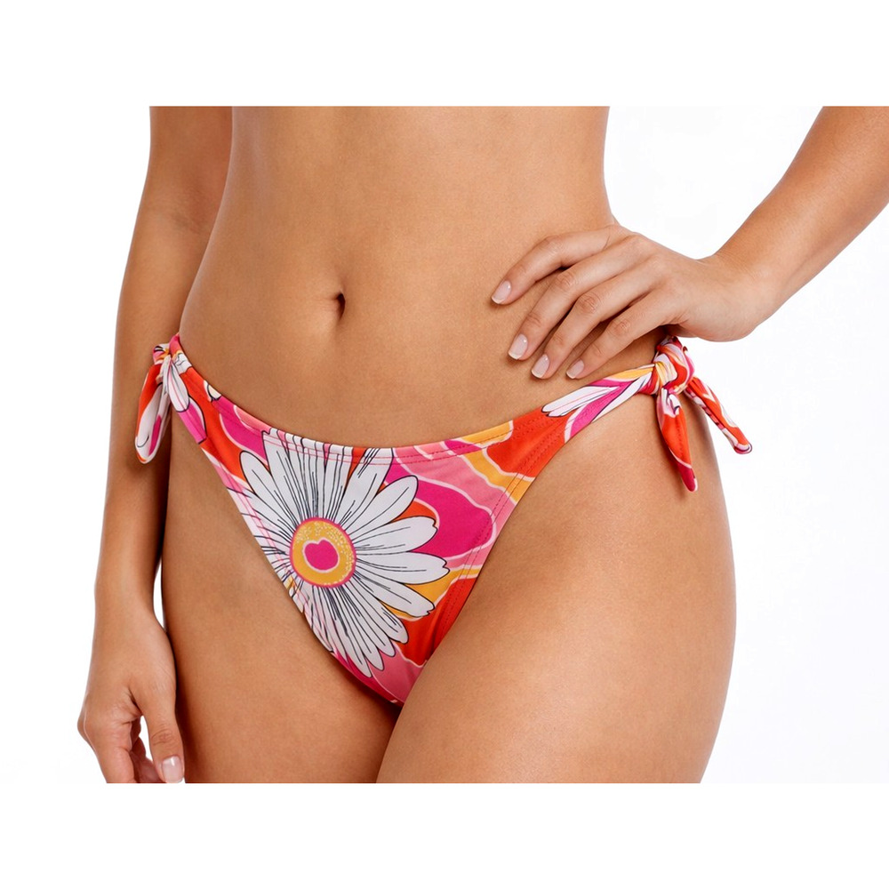 Cia.Maritima Bikini Bottoms Floral Retro Tanga Side Tie Womens Size S‎ Pink NEW